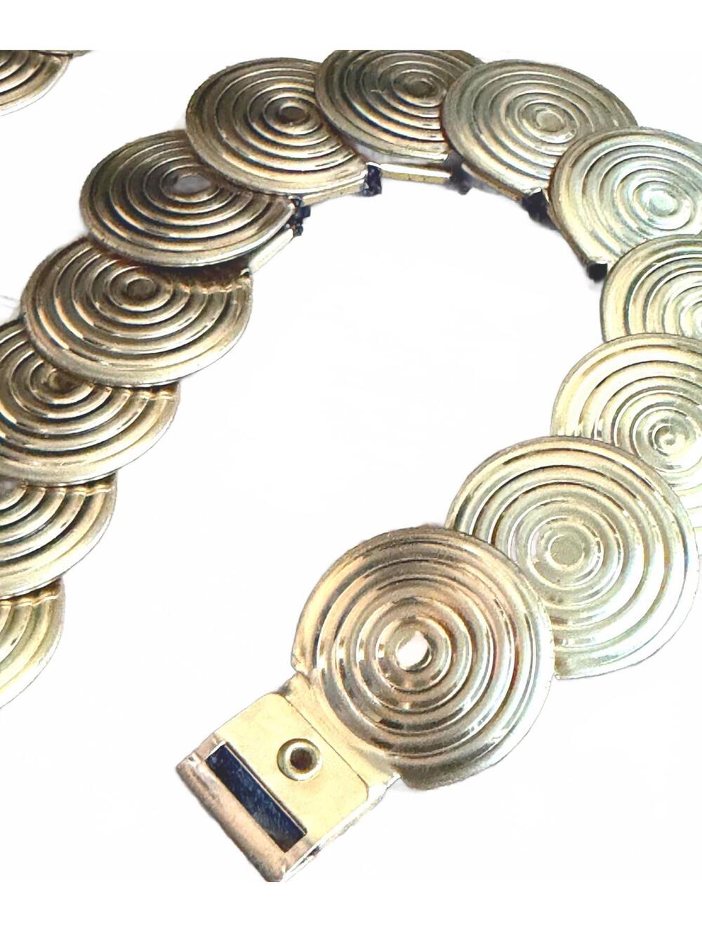Vintage 80s/90s Gold Disc Stretch Belt Mod Disco 30"-36" - Picture 3 of 7